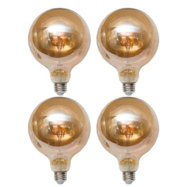 Imagem de Lâmpada de filamento Led g80 4w e27 luz quente (amarela) âmbar retrô nostálgico 110v ~ 220v| Volt duplo(4)