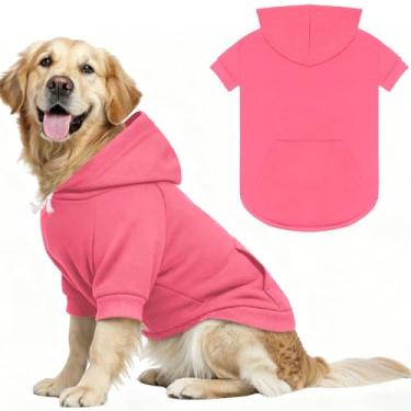 Imagem de 4GG Suéteres para cães grandes, moletom com capuz para cães, aconchegante moletom interior de lã com capuz e bolso, orifício para trela, roupas para animais de estimação, suéter com capuz para cães