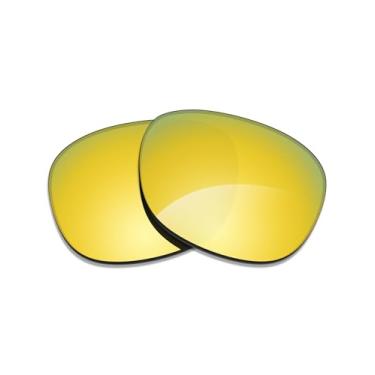 Imagem de Alphax Lentes de reposição polarizadas espelhadas em ouro 24K para óculos de sol Ray Ban Round Fleck RB2447 52 mm
