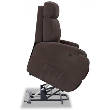 Imagem de Poltrona do Papai Reclinável Elétrica Bivolt Lift com Sistema de Elevação e Massagem em Tecido Bouclé - Modelo Florença Damie (Marrom)