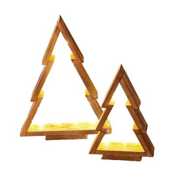 Imagem de IEUDNS Centro de Mesa de árvores de Natal Iluminadas de Madeira, Decoração Rústica de Natal Iluminada