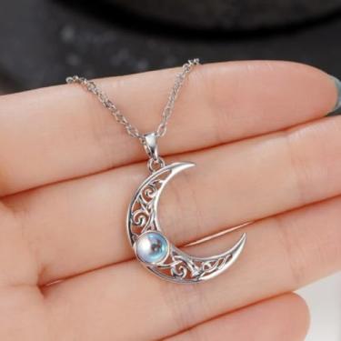 Imagem de Colar de lua romântica com imitação de pedra da lua elegante joia de festa feminina, 40cm 16cm, Latão, plásticos