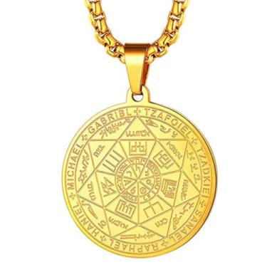 Imagem de Colar masculino com pingente de amuleto feminino com pingente de amuleto de aço inoxidável 61 cm, one size, Titânio, Sem Pedra Preciosa