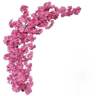 Imagem de Planta Artificial, Flores Artificiais Jardim Vertical Cerejeira Muro Inglês Pendente(Direita Rosa)
