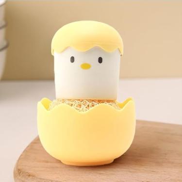 Imagem de Esponja de limpeza suprimentos de cozinha com alça de casca de ovo bolas de limpeza de frango, amarelo
