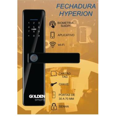 Imagem de Fechadura digital Biometrica Hyperion Wi-fi - Golden Smarts