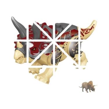 Imagem de Blocos De Montar De Dinossauros Jurássicos: Velociraptor, Triceratops,