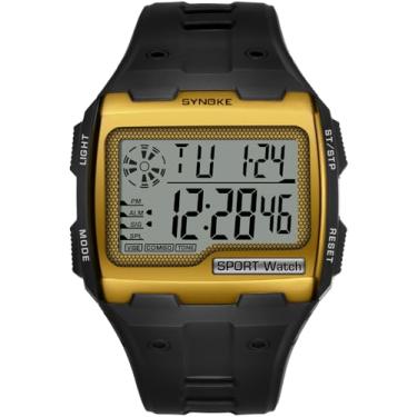 Imagem de MASTOP Relógio digital masculino expedição grade choque quartzo pulseira PU relógios táticos retângulo relógio esporte militar caça relógio caminhadas relógio com cronômetro alarme LED luz de fundo