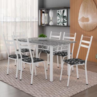 Imagem de Conj De Mesa Com 6 Cadeiras 1,40m Granito/Branco Branco