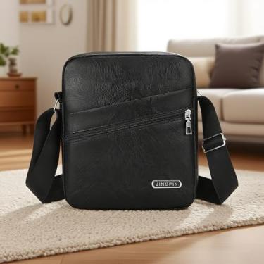 Imagem de Bolsa tiracolo masculina pequena bolsa tiracolo clássica para homens ao ar livre mochilas, Preto, Small