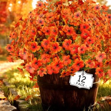 Imagem de Mães artificiais de outono para atividades ao ar livre, 12 pacotes de margaridas de seda sintética que não desbotam com folhas de eucalipto para o verão, decoração de outono, resistente a UV para vaso