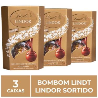 Imagem de Bombom de Chocolate Suíço Lindt Lindor Sortido, 3 Caixas 75G
