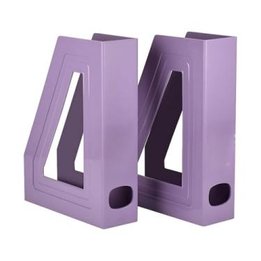 Imagem de Organizador de Papel, Kit 2 Porta Revistas Transparente Organizador Escritório Documentos Revistas Durável Prático, 22 X 7 X 29 Cm(Lilás Sólido)