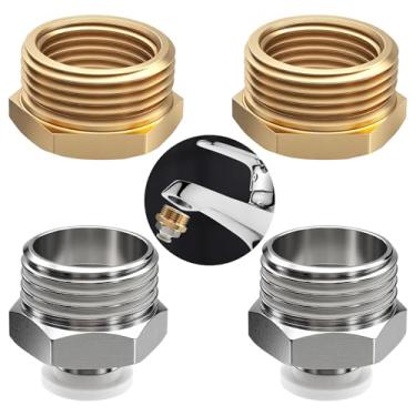 Imagem de CESFONJER Kit de conectores de mangueira de jardim, adaptador de encaixe rápido de torneira de água de 1/5.1 cm para conector de 8 mm, acessórios redutores de latão de 3/10.2 cm a 1/5.1 cm, adaptador