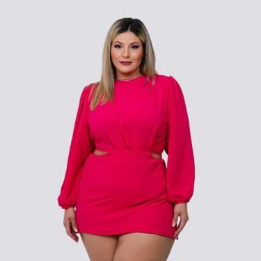 Imagem de Macaquinho Plus Size Feminino Short Saia Aberto Lateral 0318 - Bellucy
