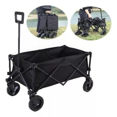 Imagem de Carrinho Mão Portátil Camping Praia Dobrável 100kg Transporte Mercado 