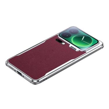 Imagem de LYJSMGZ Capa à prova de choque para Xiaomi 17 Pro Max/17 Pro/17, armação de lente de metal, suporte de quatro cantos, capa de proteção sísmica galvanizada, capa de couro vegano, vermelha, 17