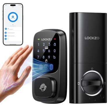 Imagem de Lockzo Trava inteligente com veia de palma, fechadura de porta de entrada sem chave para porta da frente, fechadura eletrônica WiFi com fechadura de teclado, trava automática, controle de voz
