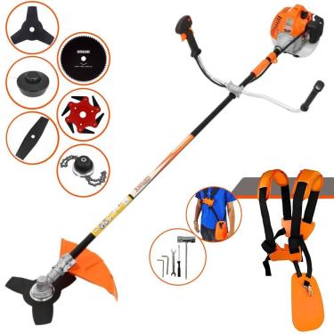 Imagem de Roçadeira Profissional Lateral Vulcan Vr520h À Gasolina 2t 52cc 2,5hp + Faca 2 Pontas 330mm 2,7mm + Faca 80 Dentes 255m