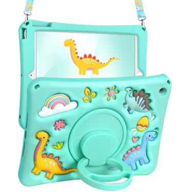 Imagem de Boaretiu Capa para iPad 9ª/8ª/7ª geração de 10,2 polegadas (2021/2020/2019) – Capa fofa de silicone macio com alça de ombro e suporte giratório Kawaii para mulheres, meninas, meninos e adolescentes,