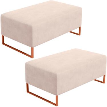 Imagem de Kit 02 Puffs Decorativo Cléo 90Cm W01 Cobre Suede Bege