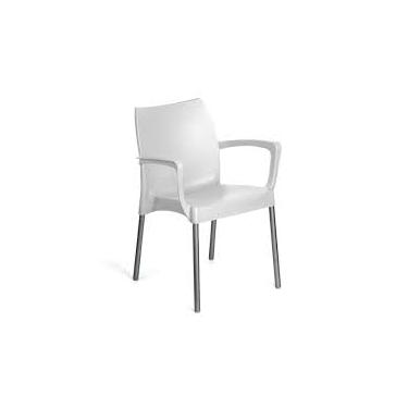 Imagem de Poltrona de Plástico Ergonômica, Design Amplo, Leve e Resistente, para Áreas Internas e Externas, Jardim, Varanda branca