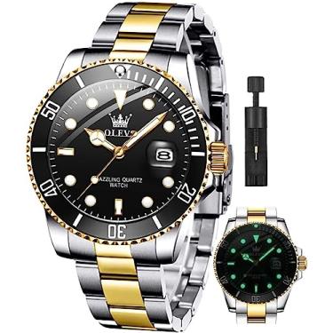 Imagem de OLEVS Relógios de pulso clássicos, relógios masculinos de negócios, relógio social com dia, verde/preto/branco/azul, relógio de pulso masculino luminoso multifuncional, Atualização