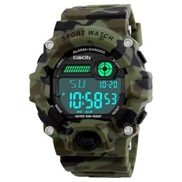 Imagem de Men's Digital Sports Waterproof Electronic Casual Military Army Wrist Camouflage Strap Watch With PU Leather Band Luminous Watches