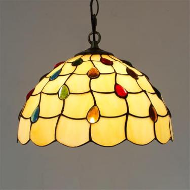 Imagem de Luminária pendente contemporânea de luxo em vidro colorido com LED, estilo retrô americano, para sala de estar, restaurante, quarto, hotel, casa de campo, corredor, café, bar ou escada (Esti