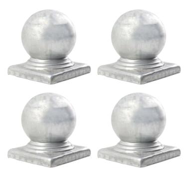 Imagem de Tsnamay 4 peças de cabeça quadrada de ferro fundido cinza para poste de cerca esférica, acessórios decorativos para cerca de portão de madeira de 10 x 100 mm