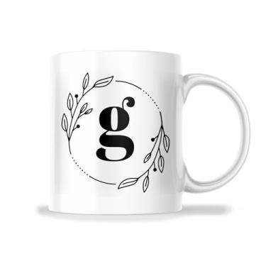 Imagem de Caneca de monograma minúscula com nome inicial G - Caneca de presente especial personalizada com monograma - Caneca de 325 ml Presente para Feriado Aniversário Natal - Caneca de sublimação de tinta