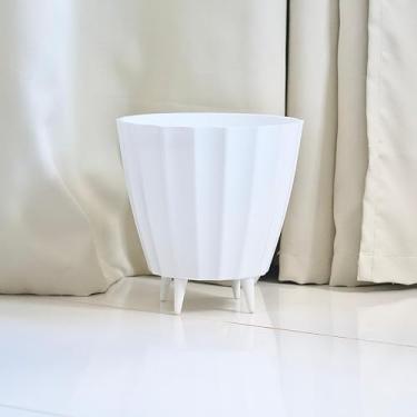 Imagem de Vaso de Planta Decoração Casa Sala Bojo Cacau com Pé Injetado 23x27 Luxo Polido Liso (Branco)