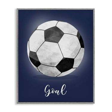 Imagem de Stupell Industries Arte giclée emoldurada preta Game On Soccer Goal, design por Christine Simpson Art, 14 x 11