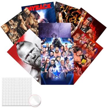Imagem de Babymiu Pôster de parede Wrestling Fighter, pacote com 8, 29 x 40 cm, presentes esportivos, artigos de festa, versão sem moldura, pôster com impressão HD para quarto de crianças, clube, decoração de