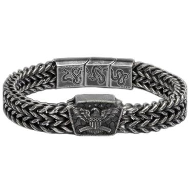 Imagem de Hero Company Pulseira masculina American Eagle Don't Tread On Me - Pulseira de aço inoxidável para homens - Ajuda a emparelhar veteranos com um cão de serviço ou cão de abrigo