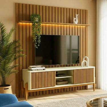 Imagem de Painel Ripado Led London Tv até 70 Rack Ripado Sereno 160 Portas Desli