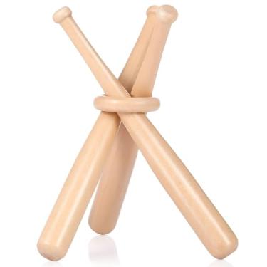 Imagem de 4 mini suportes de madeira para monitores de beisebol, tênis e softball, inclui 3 hastes e suporte circular, montagem conveniente
