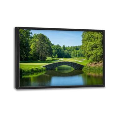 Imagem de Arte de parede de golfe, decoração de parede de imagens de campos de golfe, pintura de impressão em tela de paisagem, arte emoldurada moderna grande para sala de estar, academia, clube, quarto