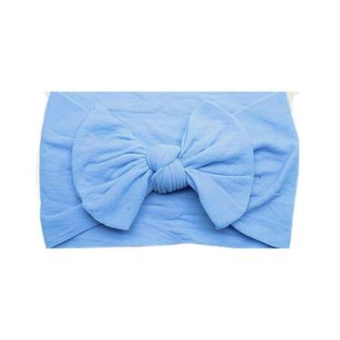 Imagem de Laços De Cabelo Infantil Menina Turbantes De Bebê Fixa Grossa Azul Celeste