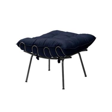 Imagem de Puff Sala de Estar Abel Pés Preto Veludo Azul