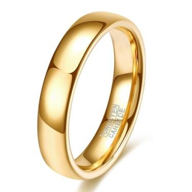 Imagem de VQYSKO Aliança De Casamento Tungstênio Para Homens E Mulheres, 2 Mm, 4 6 Mm 8 Abobadada, Dourada, Polida, Confortável, Tamanho 5-14 (Dourado - 12,5)