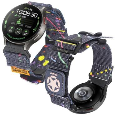 Imagem de DAVILANE Pulseira de relógio tática de nylon de 22 mm de liberação rápida com adesivos intercambiáveis e fecho de gancho G – ajuste universal para relógios inteligentes e analógicos, azul Pat