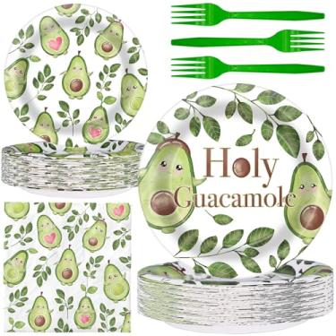 Imagem de Decorações de festa de abacate - Pratos e guardanapos de festa de abacate para festa de aniversário infantil, serve 40 convidados