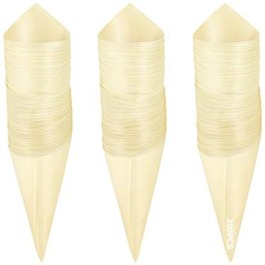 Imagem de 200 Pcs Disposable Cones, Wood Snack Holders with Pointed Top and Round Base, Charcuterie Treats Cookies Fruits Ideal Party Containers for Events Indoors Outdoors