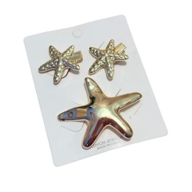 Imagem de Presilha de Estrela do Mar em Metal Kit com 3 unidades - Prata ou Dour