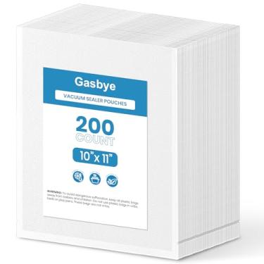 Imagem de Gasbye Sacos seladores a vácuo de 200 litros, 25,4 x 28 cm, sem BPA, sacos seladores de alimentos pré-cortados texturizados de grau comercial para armazenamento, preparação de refeições e cozimento