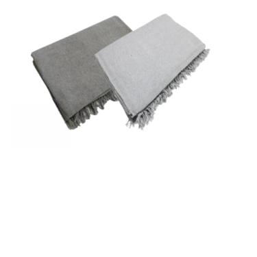 Imagem de Conjunto de mantas extragrandes para sofá (2 peças), dimensões 300 x 180 cm, material de algodão puro, com finalidades decorativas e protetoras. (Cinza Chumbo + Cinza Neblina)