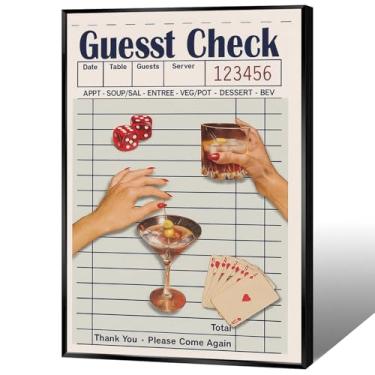 Imagem de DVBOCS Arte de parede vintage em tela de verificação de convidado, pôquer, dados engraçados, pôquer, álcool, estampas estéticas, pintura para dormitório, bar, festa, apartamento, sala de estar