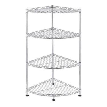 Imagem de Estante de Aço Cromado para Cantos 4 Pratelerias com Altura Ajustável