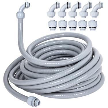 Imagem de Neoaider Kit de conduíte e conector de 25 pés líquido apertado, conduíte elétrico flexível não metálico, com 5 conexões retas e 5 ângulos, enterramento direto, ao ar livre